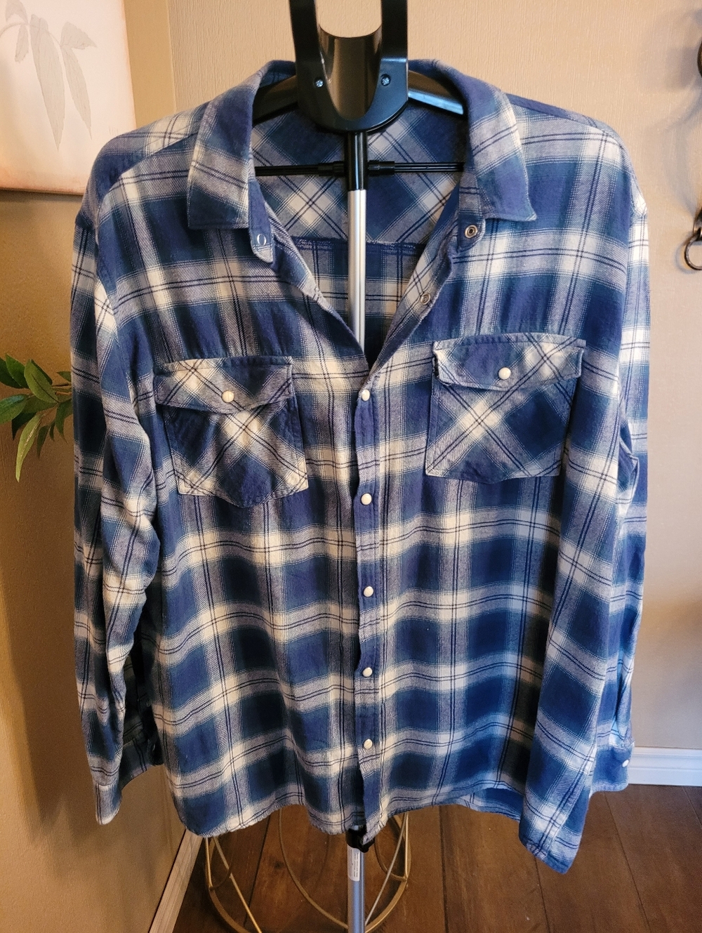Men's MOUNTAIN RIDGE Blue Plaid Flannel Shirt